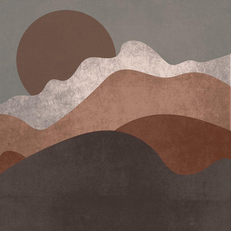 Abstrakte Berglandschaft mit Sonne